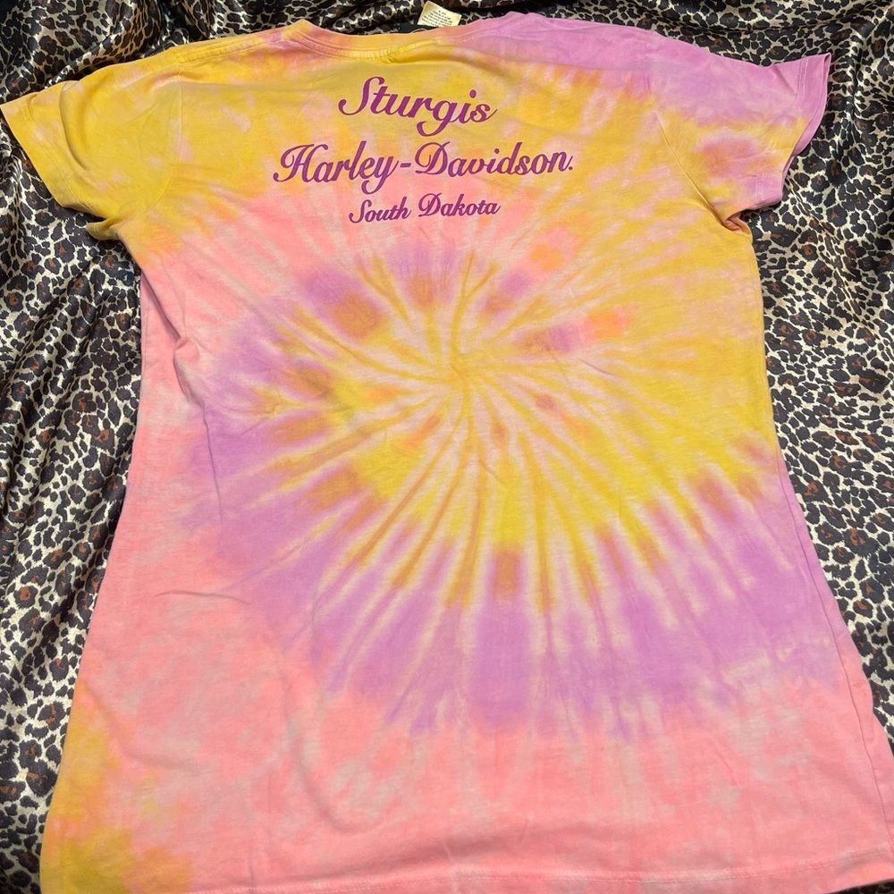 Y2k Harley Davidson Motorcycles Tie-Dye V-neck T-shirt - Picture 8 of 10
